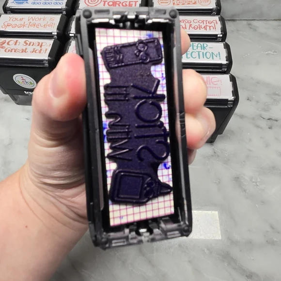 Set of 15 Teacher Rubber Message Homework Stamps Self-Inking School Education - Picture 11 of 16